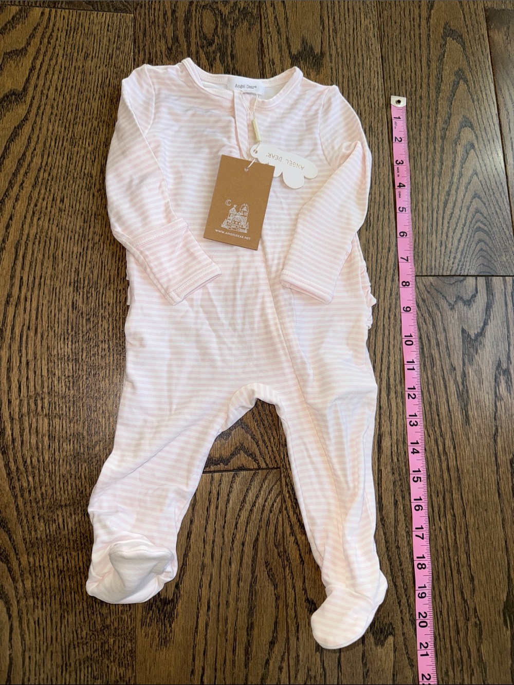 Angel Dear Light Pink White Striped Footed One-Piece 3-6 months NWT baby infant